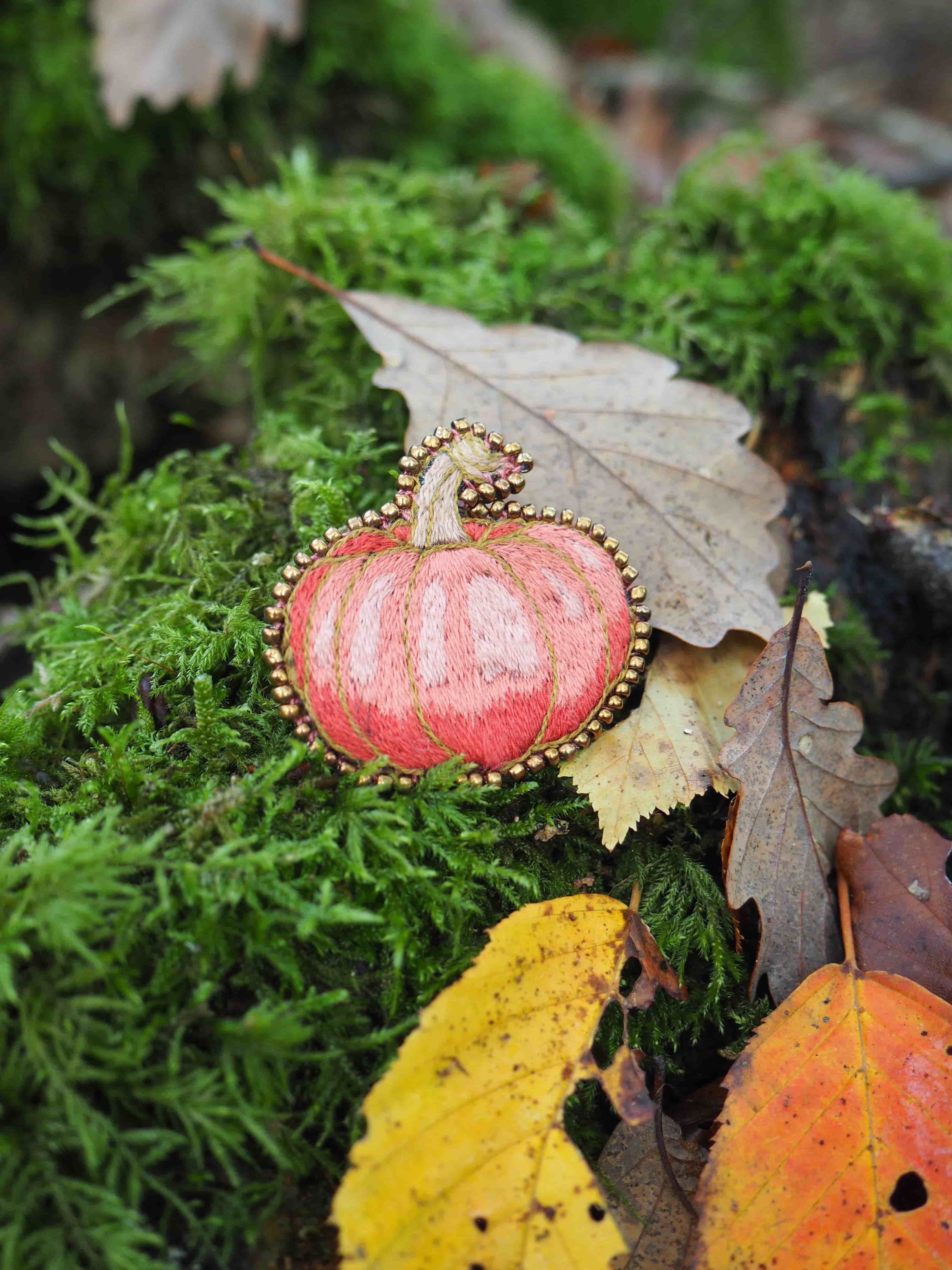 Cette image présente une scène automnale très pittoresque dans un environnement forestier. Au premier plan, on observe un champignon remarquable avec un chapeau rouge-rosé brillant et des bords ornés d'un liseré doré ou jaunâtre distinctif. Ce champignon semble être posé sur ou près d'un tronc d'arbre ou d'une branche. L'environnement est luxuriant avec de la mousse verte très dense qui tapisse le sol forestier, créant un tapis moelleux d'un vert éclatant. Plusieurs feuilles d'automne sont dispersées dans la scène - notamment des feuilles jaunes et orange qui contrastent magnifiquement avec le vert de la mousse. L'éclairage naturel met en valeur les textures et les couleurs, créant une atmosphère paisible et contemplative typique d'une forêt en automne. La composition suggère un écosystème forestier sain et diversifié, où champignons, mousse et végétation coexistent harmonieusement. Cette image capture parfaitement la beauté naturelle et les détails subtils qu'on peut découvrir lors d'une promenade attentive en forêt.